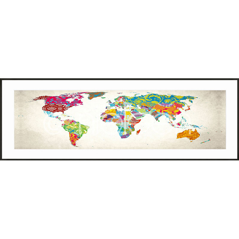 Bunte Weltkarte mit Rahmen